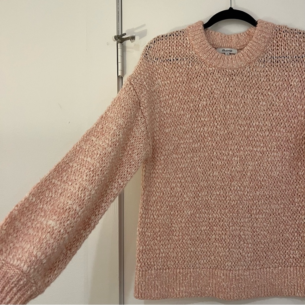 Madewell Baez Pullover Crewneck Sweater Pink Wool Alpaca Blend Size Small - Picture 3 of 10